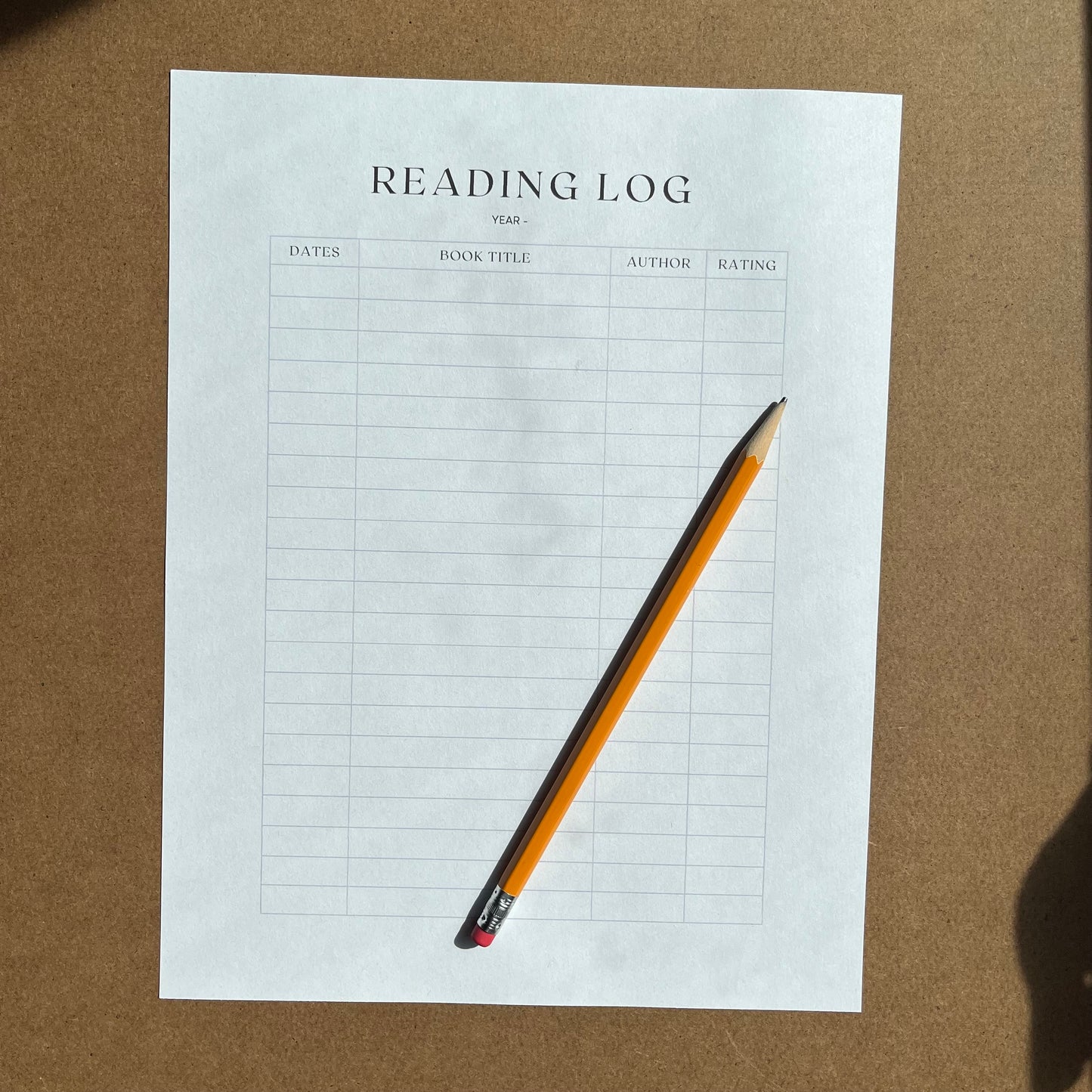 Reading Log/Tracker Downloadable and Printable